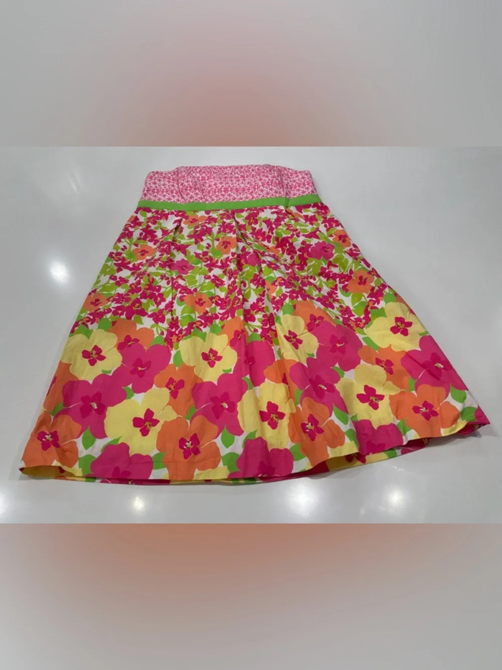 Lilly Pulitzer Dress Size 12 Strapless Floral Cotton Flare Lined - Picture 3 of 10